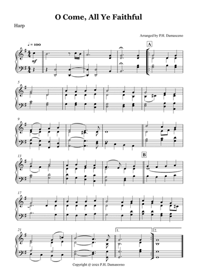 O Come, All Ye Faithful - Harp Solo (arr. P.H. Damasceno)