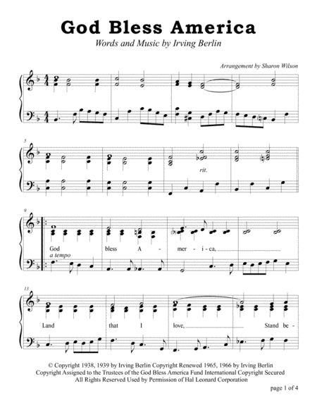 God Bless America (arr. Sharon Wilson)