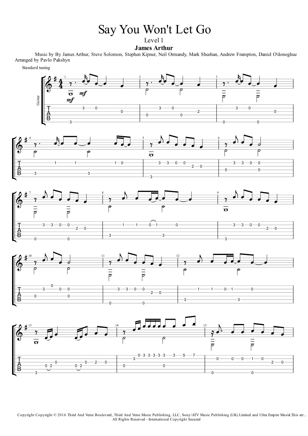 Say You Won't Let Go (arr. Pavlo Pakshyn)