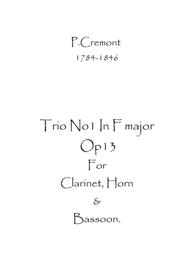Trio No.1 in F maj. Op.13 (arr. Spence Bundy)
