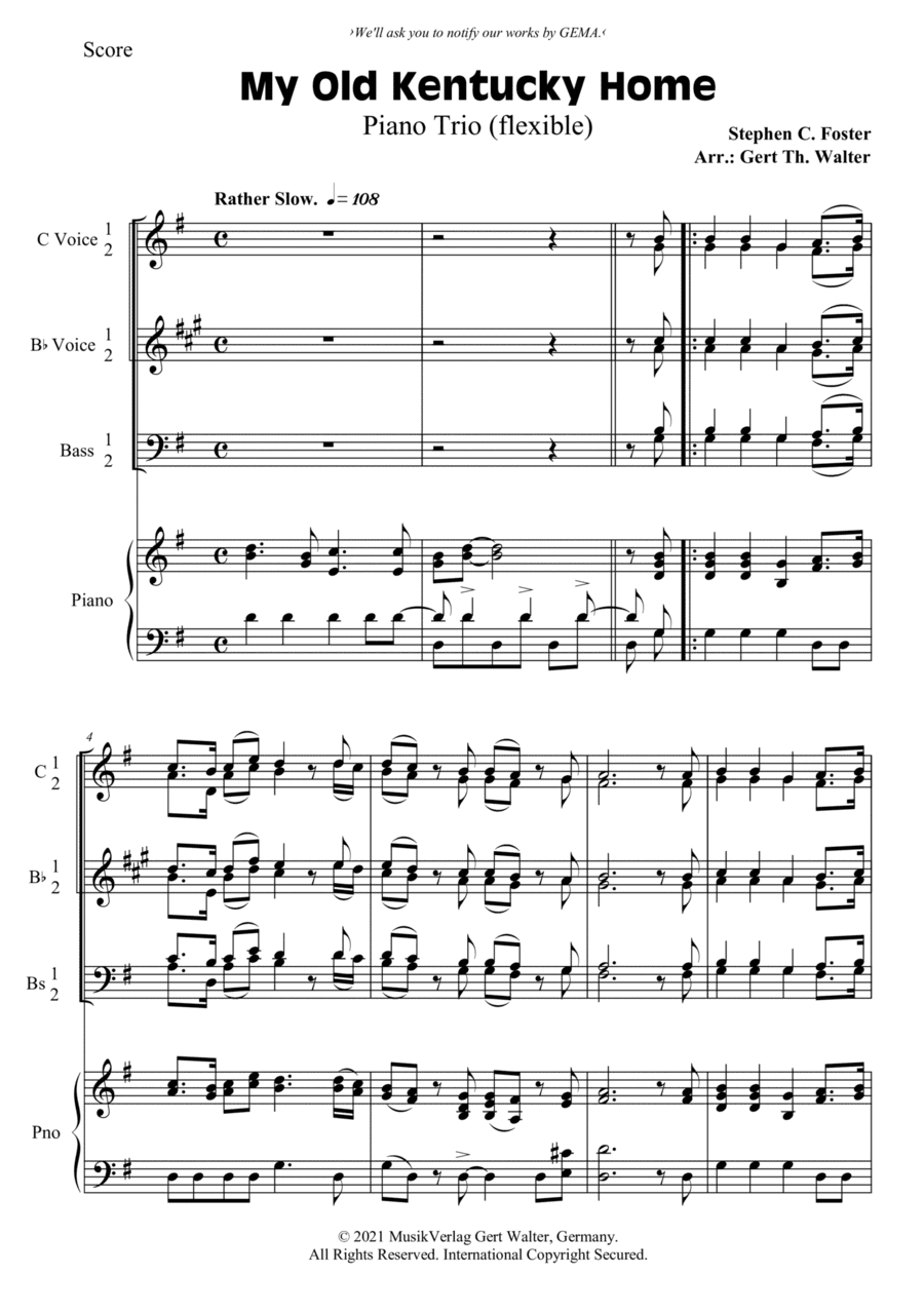 My Old Kentucky Home (arr. Gert Th. Walter)