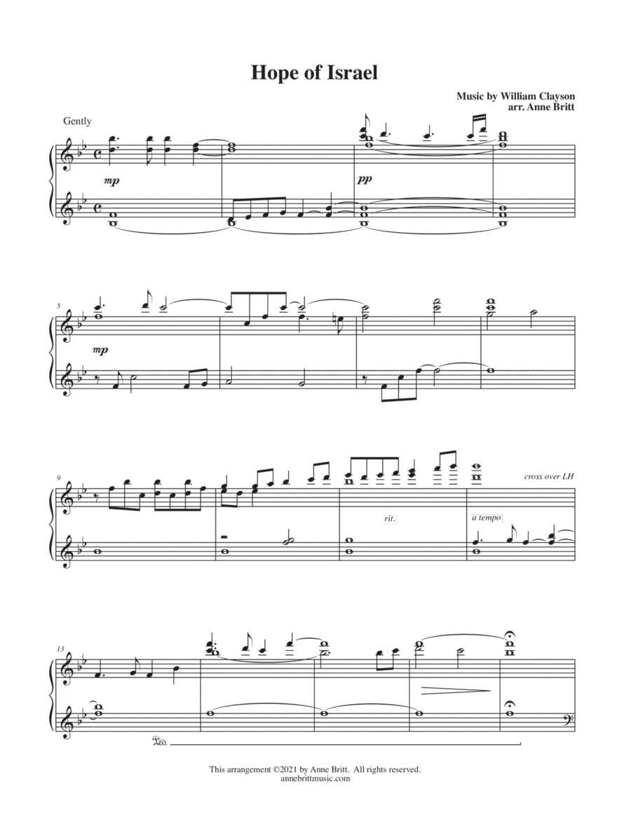 Hope of Israel (arr. Anne Britt)