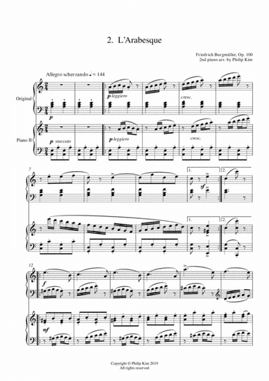 2. L' Arabesque 25 Progressive Studies Opus 100 for 2 pianos Friedrich Burgmüller (arr. Philip Kim)