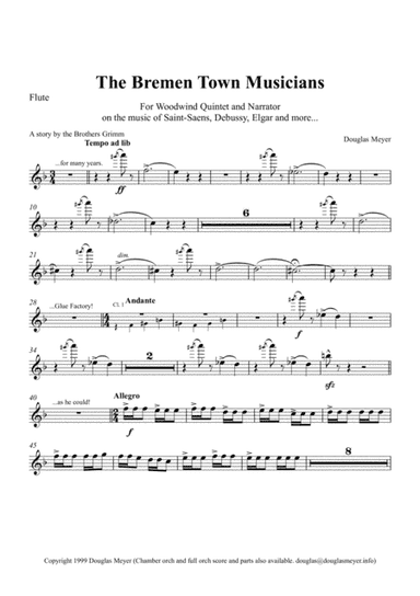 The Bremen Town Musicians for WW Quintet and Narrator (parts & narration)