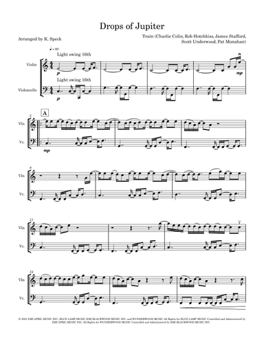 Drops Of Jupiter (tell Me) (arr. K. Speck)
