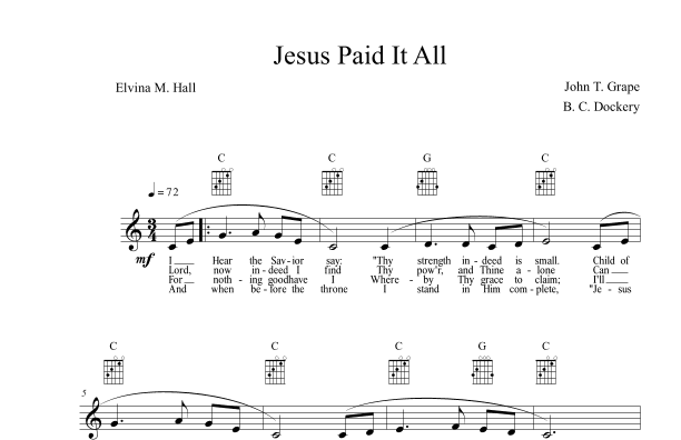 Jesus Paid It All (Lead Sheet) (arr. B. C. Dockery)