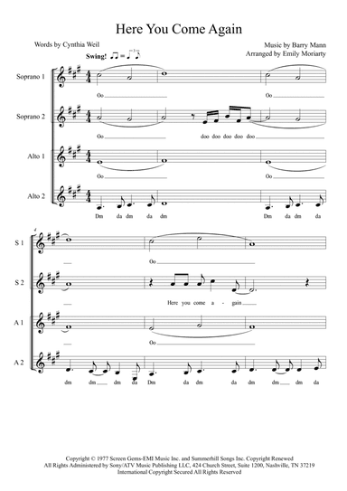 Here You Come Again (arr. Emily Moriarty)