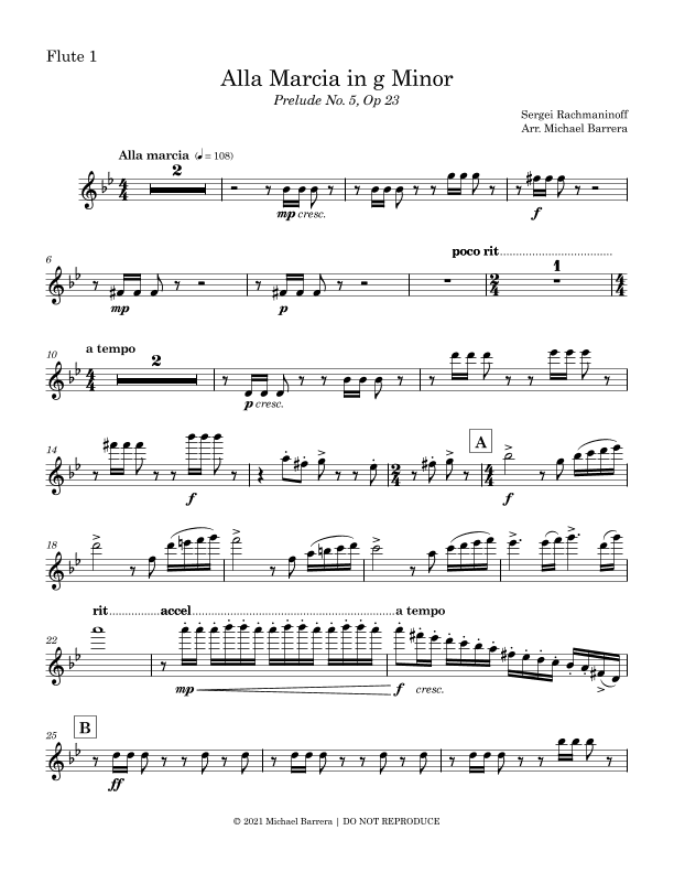 Rachmaninoff: Alla Marcia in g Minor | Full Orchestra (Set of Parts) (arr. Michael Barrera)