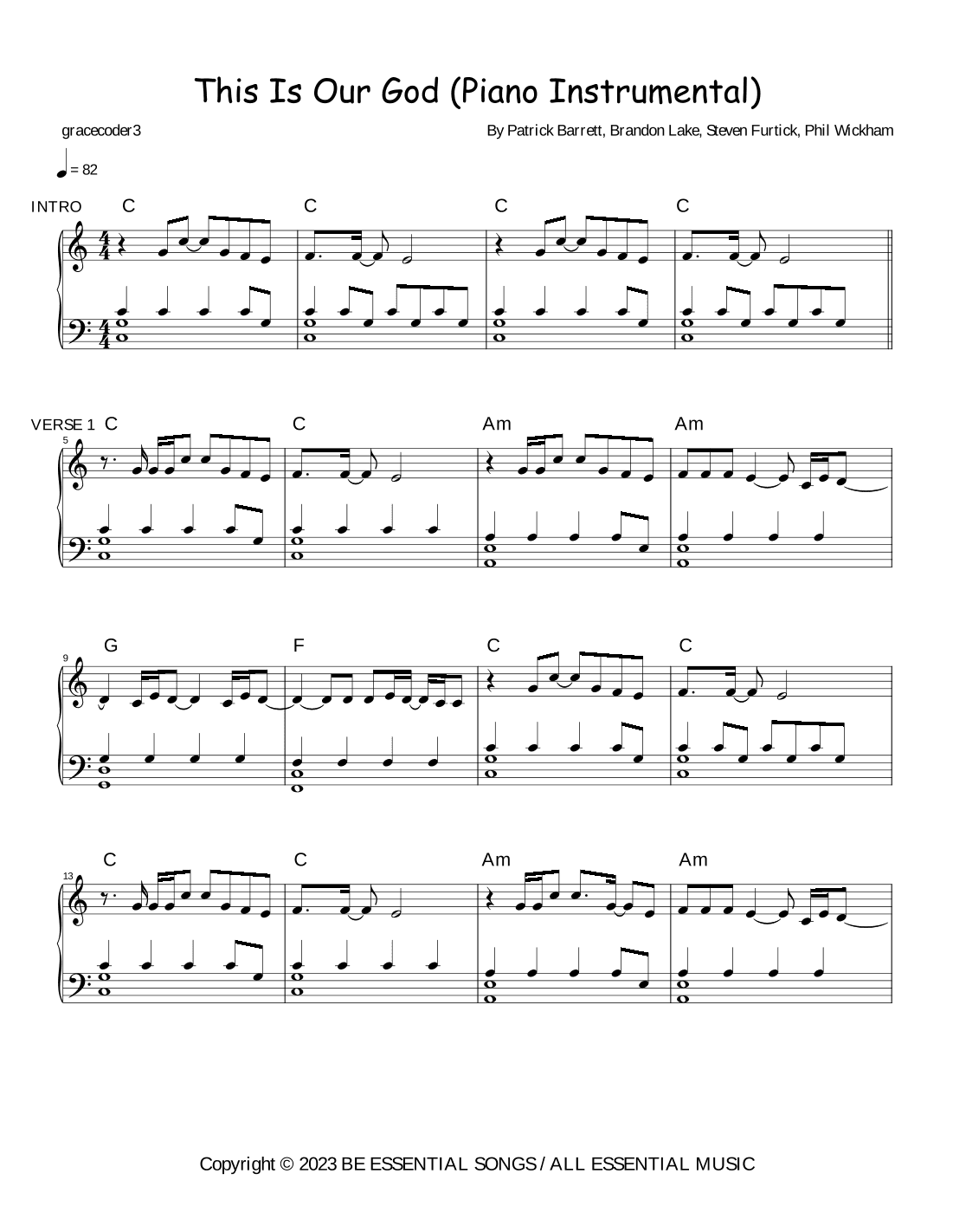 This Is Our God (Original) (arr. gracecoder3)