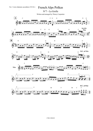 A french fresh polka, for 3 rows diatonic accordion (F-C-G). The 7th among 12 polkas