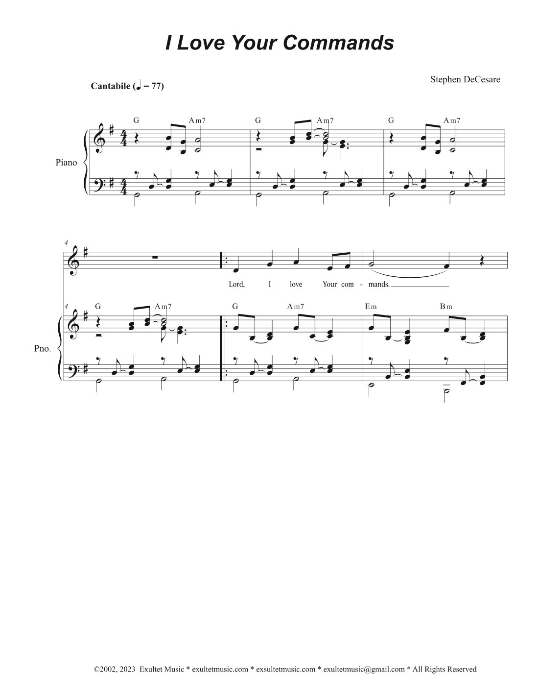 I Love Your Commands (Vocal solo)