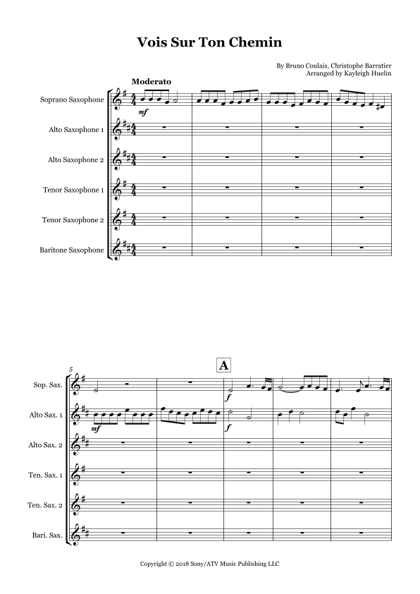 Vois Sur Ton Chemin (arr. Kayleigh Huelin)