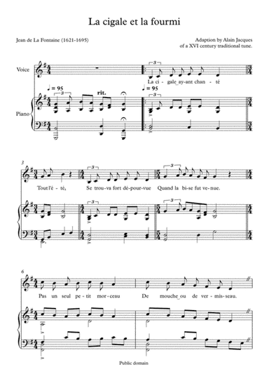 La cigale et la fourmi (La Fontaine) (arr. Alain Jacques)