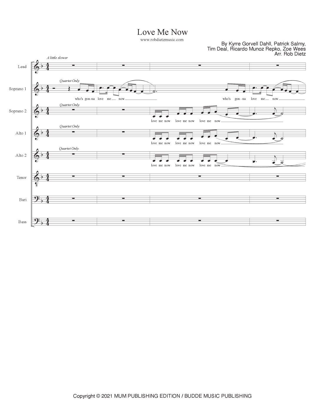 Love Me Now (feat. Zoe Wees) (arr. Rob Dietz)