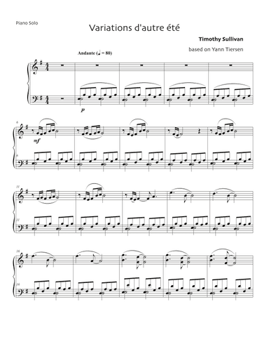 Comptine D'un Autre Été: L'après-midi (arr. Timothy Sullivan)