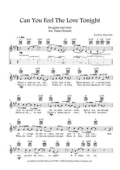 Can You Feel The Love Tonight (arr. Duda Oriontte)
