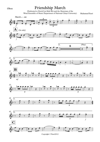 Friendship March (Oboe Part)