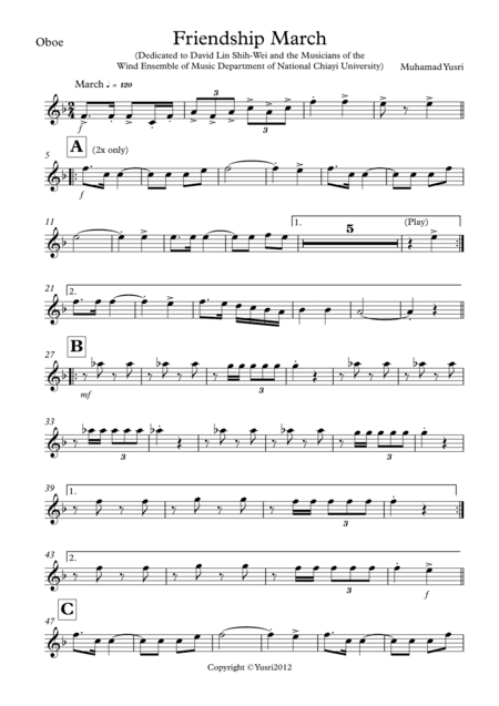 Friendship March (Oboe Part)