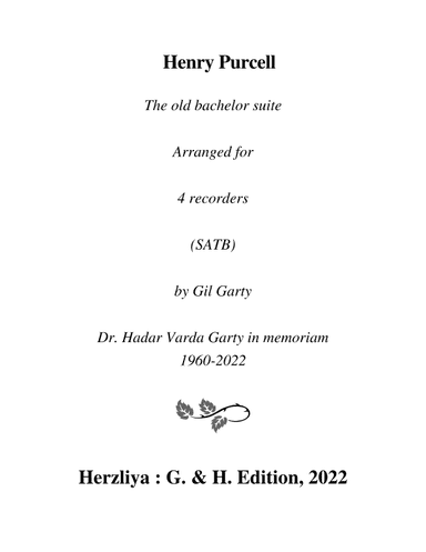 The old bachelor (suite) (arrangement for 4 recorders (SATB)) (arr. Gil Garty)