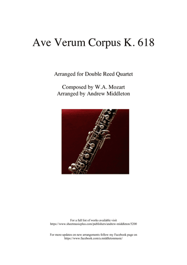 Ave Verum Corpus K. 618 arranged for Double Reed Quartet (arr. Andrew Middleton)
