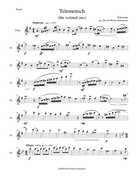Telemensch (The isolated one) - for flute solo (arr. David Warin Solomons)
