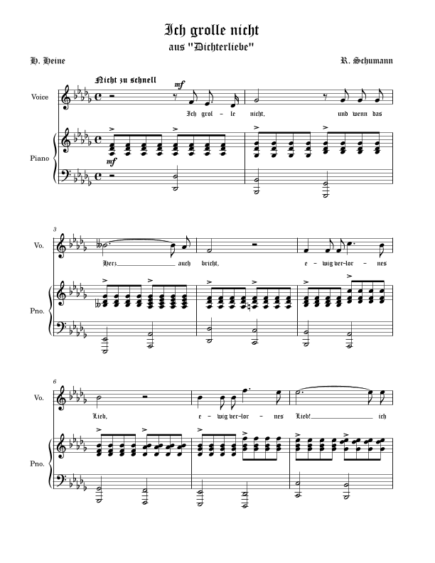 Ich grolle nicht D-flat major (Des-dur) (arr. Vladyslav Panfilenko)