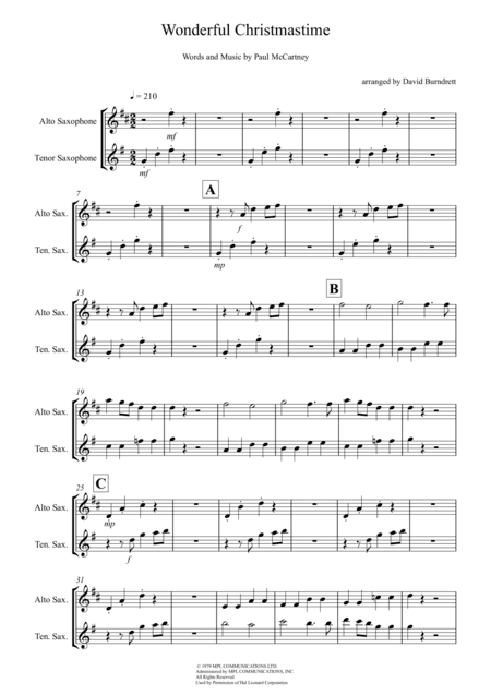 Wonderful Christmastime (arr. David Burndrett)