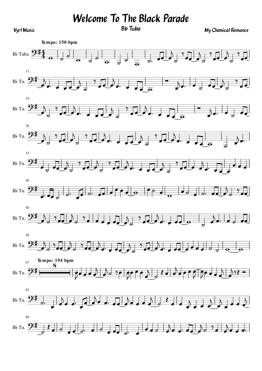 Welcome To The Black Parade (arr. Vyrl)