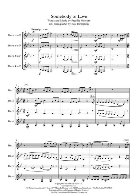Somebody To Love (arr. Ray Thompson)