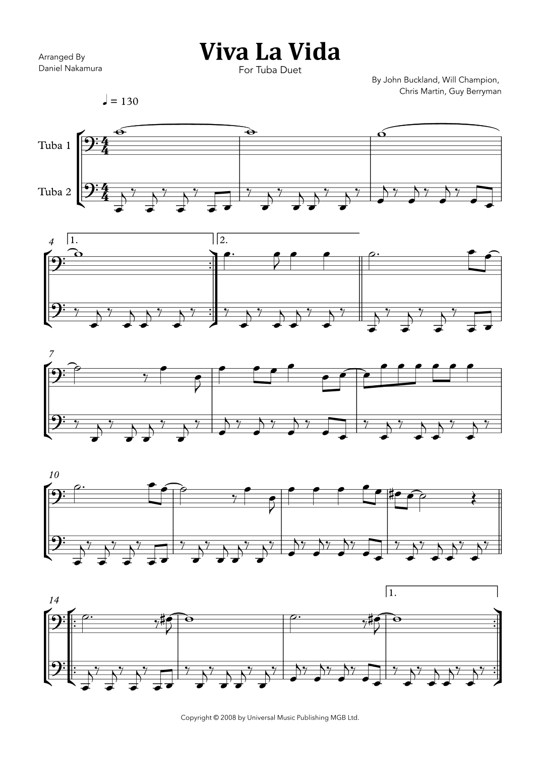Viva La Vida (arr. Daniel Nakamura)
