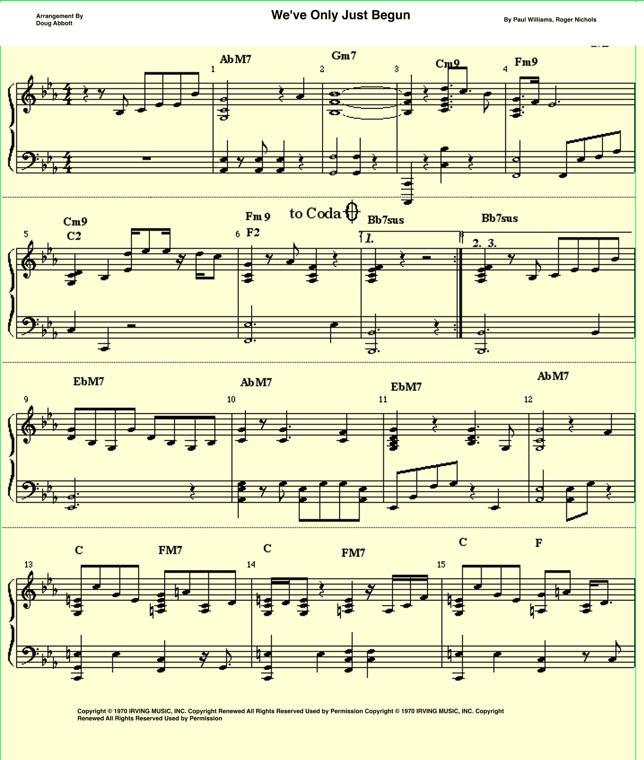 We've Only Just Begun (arr. Doug Abbott)