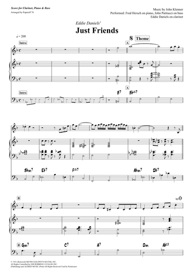Just Friends - Score Only (arr. Popnroll 1976)