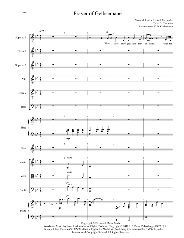 Prayer Of Gethsemane - Score Only (arr. K.D. Christensen)