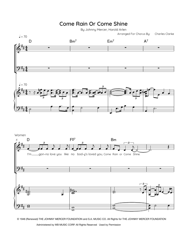 Come Rain Or Come Shine (arr. Charles Clarke)
