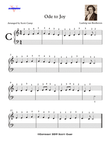 Ode to Joy (with fingering for Beginning Students) (arr. Scott Camp)