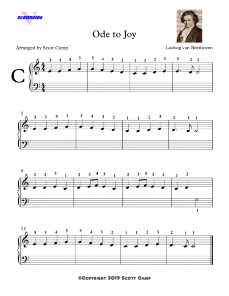 Ode to Joy (with fingering for Beginning Students) (arr. Scott Camp)