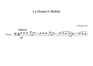 La Donna E Mobile - Giuseppe Verdi (Bassoon) (arr. Digital Book Music)