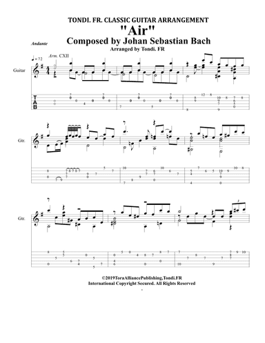 Air (J.S. Bach) - Guitar Solo Complete - Tondi. FR Version (arr. Tondi Rangkuti a.k.a Tondi. FR)