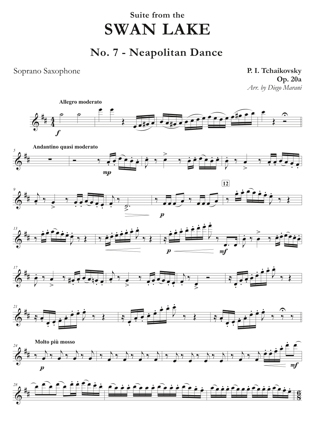"Neapolitan Dance" from Swan Lake Suite for Saxophone Quartet (arr. Diego Marani)