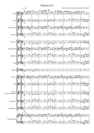 Minuet in G by Bach for School Orchestra (arr. David Burndrett)