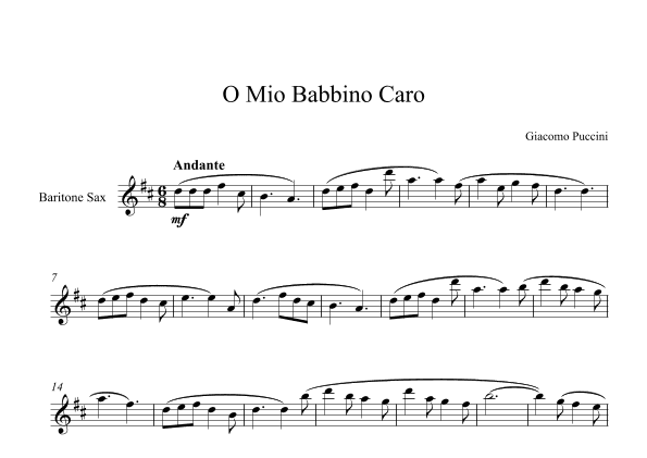 O Mio Babbino Caro - Giacomo Puccini (Bariton Sax) (arr. Digital Book Music)