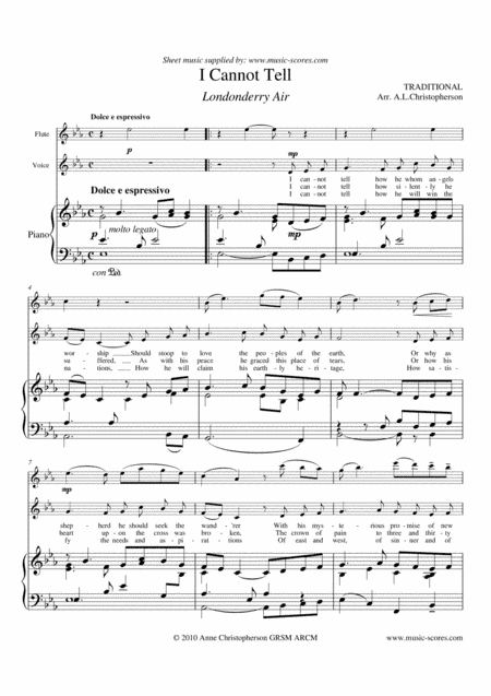 Londonderry Air - Voice, Flute and Piano - Eb (arr. Anne L Christopherson GRSM ARCM)