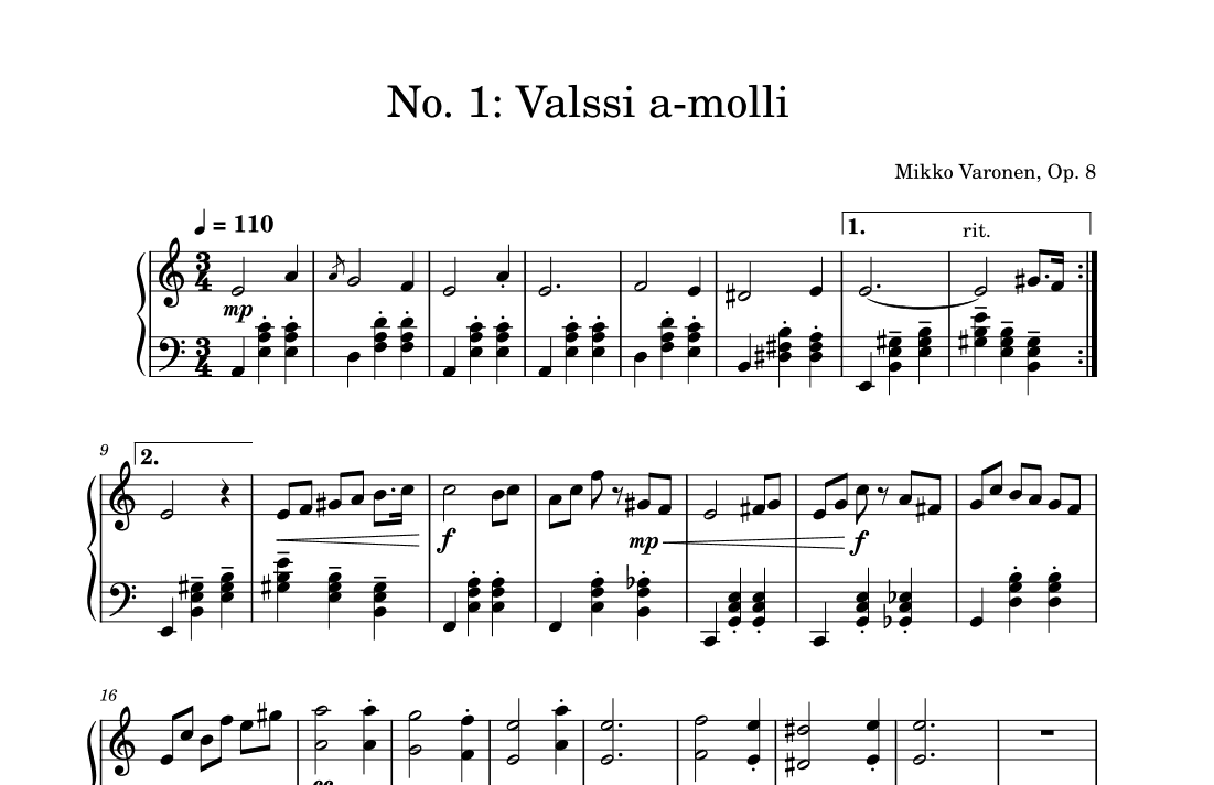 Two Short Waltzes Op. 8, No. 1