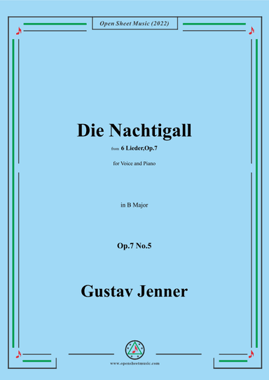 Jenner-Die Nachtigall,in B Major,Op.7 No.5 (arr. OSM Press)