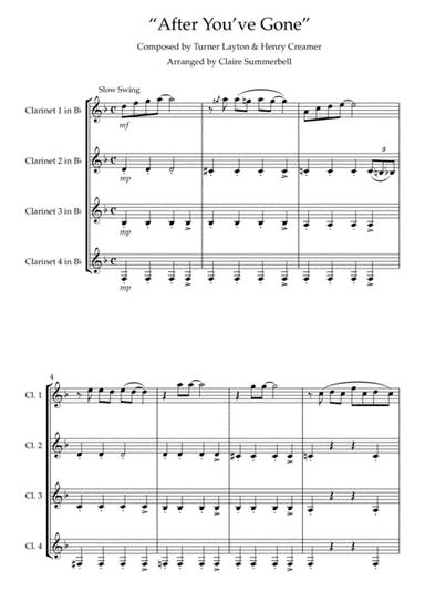 After You've Gone - Clarinet Quartet (arr. Claire Summerbell)