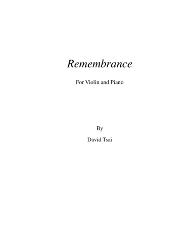 Remembrance for Violin and Piano