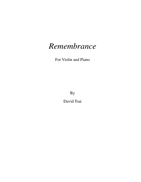 Remembrance for Violin and Piano