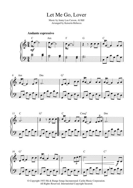 Let Me Go, Lover! (arr. Kaiserin Rebecca)