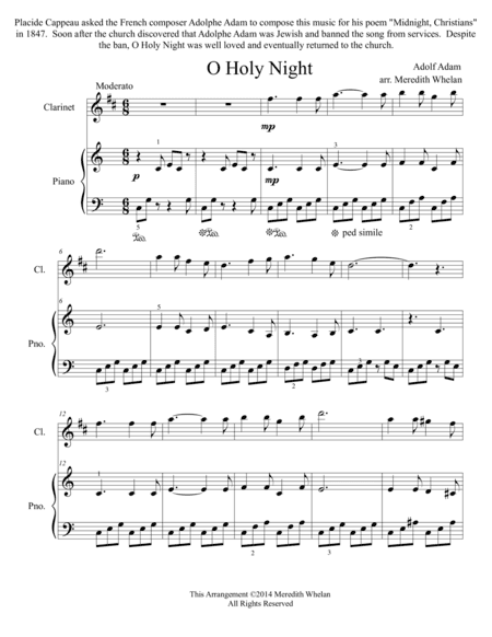 Christmas Duets for Clarinet & Piano:  O Holy Night (arr. Meredith Whelan)