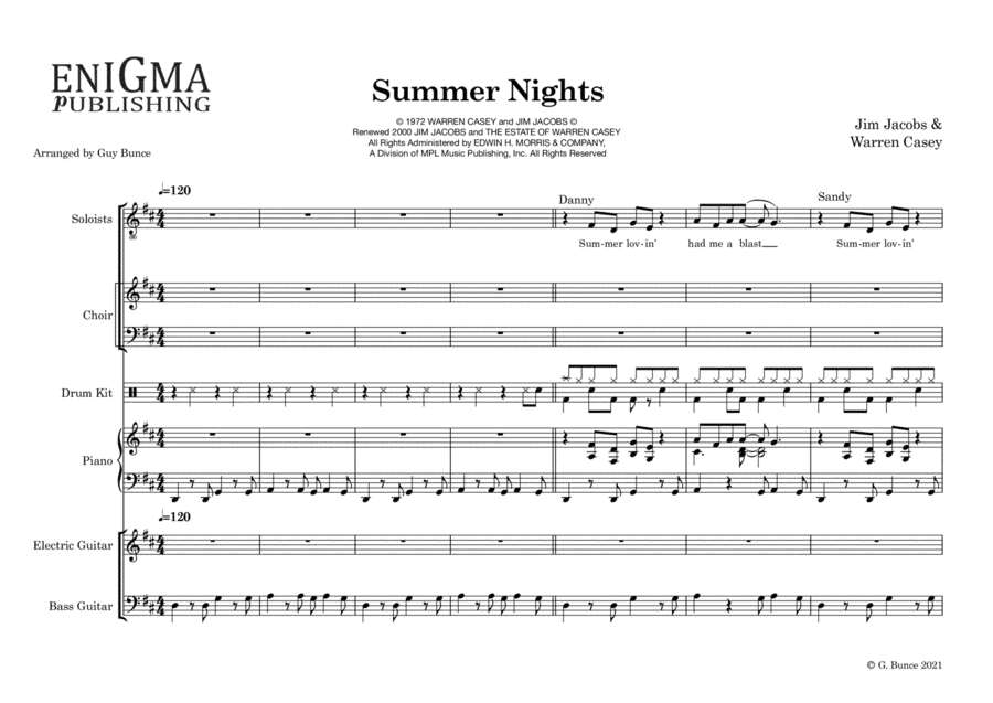 Summer Nights (arr. Guy Bunce)